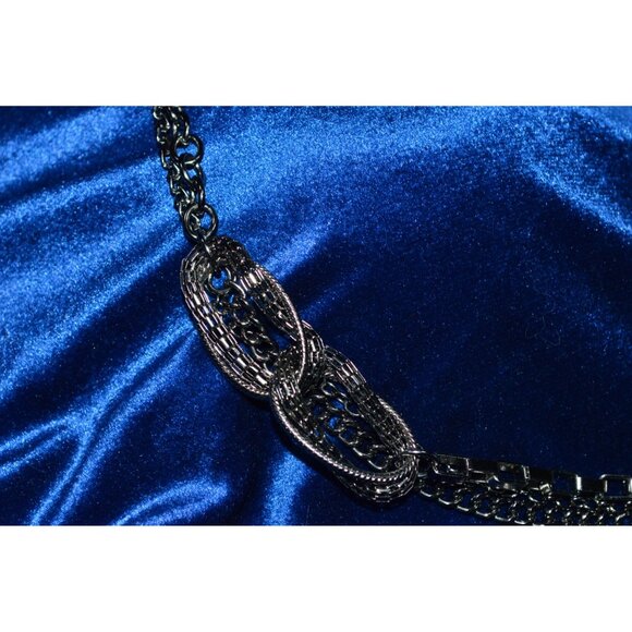 Premier Designs Dark Silver Tone Multi Strand Chain Necklace - Picture 2 of 6